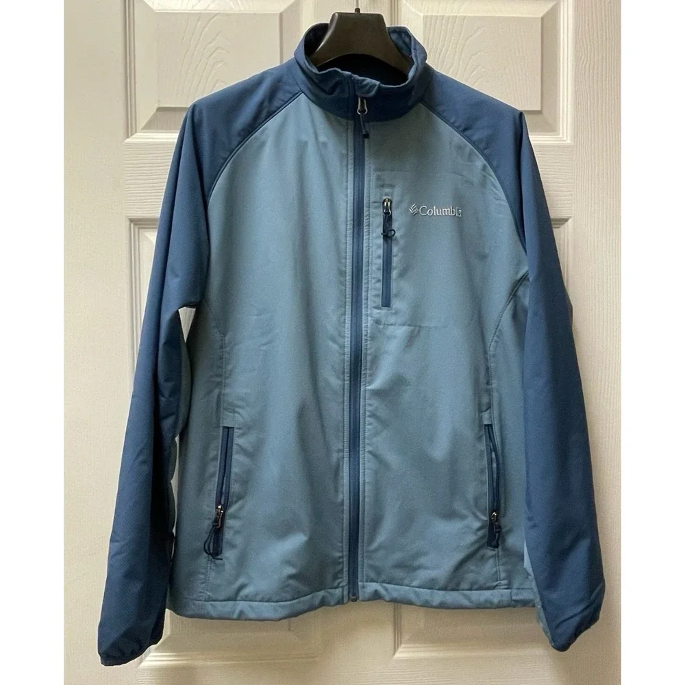 Columbia‎ Men's Medium Two Tone Blue Full Zip Polyester Fleece Lined Jacket